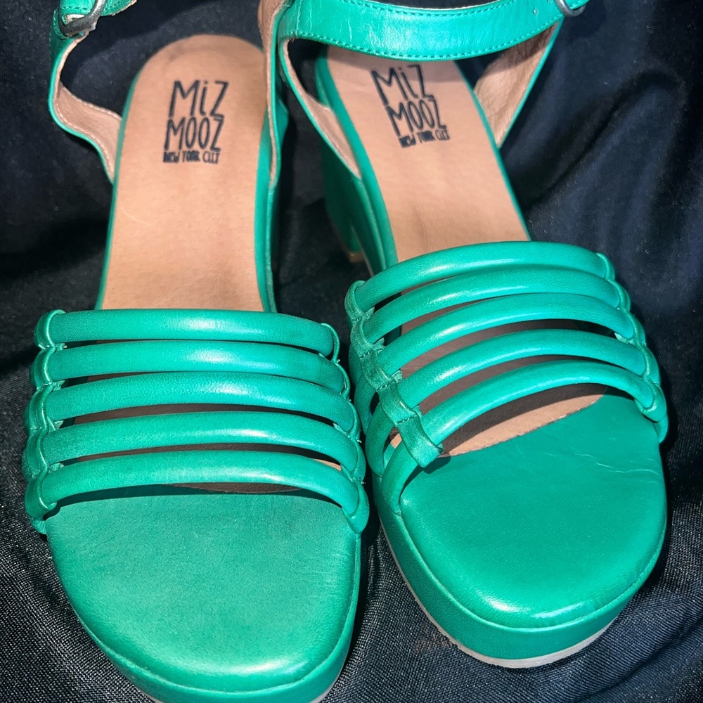 Miz Mooz Green Block Heel  Strappy Sandals